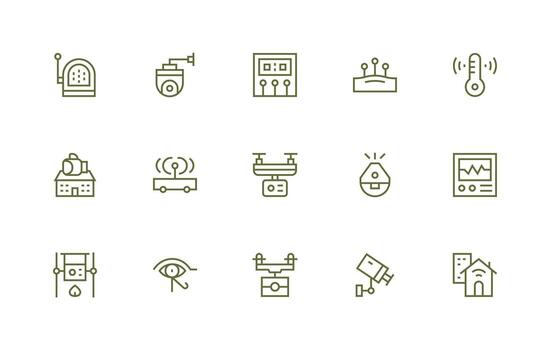 15 Icons for Monitoring System in Regular Line Format Outline Icon Pack vector