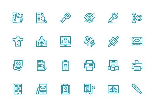 Scan Icon Set with 24 Thick Line Line Graphics Complete Icon Bundle for Web Design vector