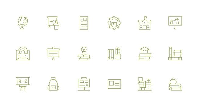 18 Minimal Line Style Icons from Learning Collection Web and App Icon Pack Collection vector