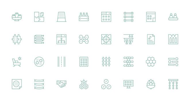 32 arreglo íconos en Delgado línea estético esencial íconos para rápido ui edificio vector