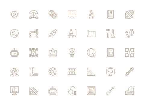 Technical Design Icons featuring 35 in Light Line Style Scalable Icons for All Themes vector