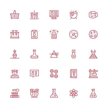 Experiment Design Icons featuring 25 in Medium Stroke Outline Style UI-Ready Icon Collection vector
