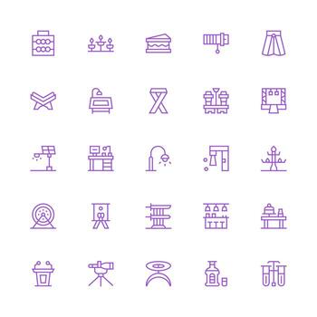 Stand Set with 25 Medium Stroke Outline Icons Flexible Icon System for Web Interfaces vector