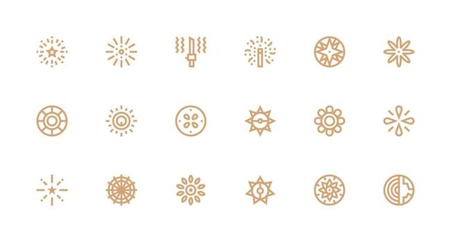 18 Strong Stroke Line Icons for Radiating Graphics Customizable Icon Series for Mobile Screens vector