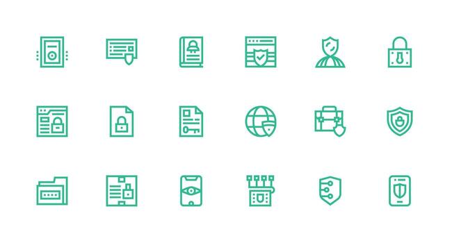 Encryption featuring 18 Icons in Strong Stroke Line Design Web and App Icon Pack Collection vector