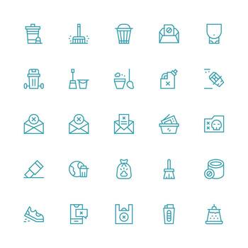 25 Icons for Trash in Medium Stroke Outline Format Minimal Icon Set for Interface Projects vector