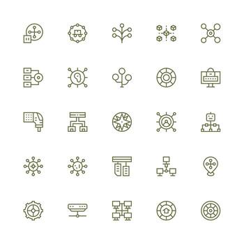 cubo diseño íconos presentando 25 en medio carrera contorno estilo monitor icono paquete vector