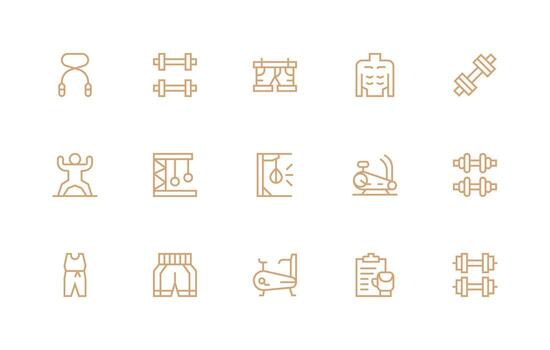 Workout Set with 15 Regular Line Icons Web and App Icon Pack Collection vector