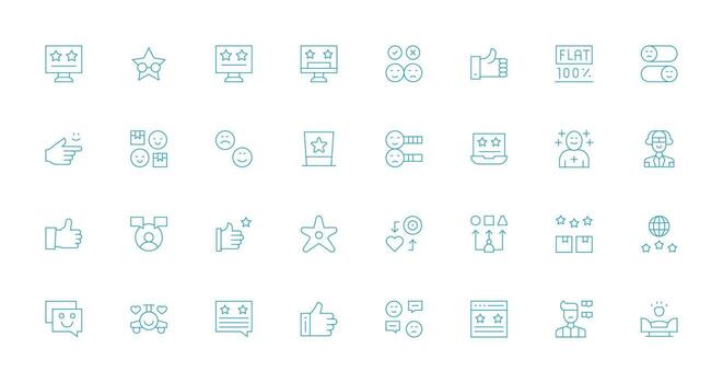 satisfacción conjunto con 32 Delgado línea íconos de uso múltiple icono diseño paquete vector