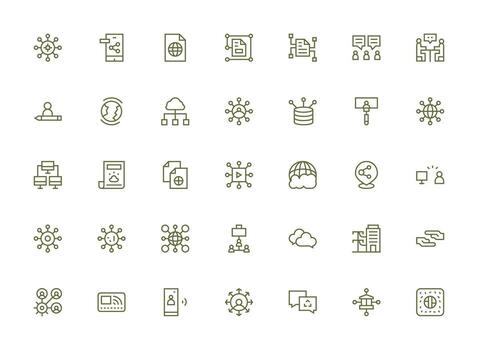 Sharing Set with 35 Regular Clean Line Icons Scalable Icons for Cross-Platform Interfaces vector