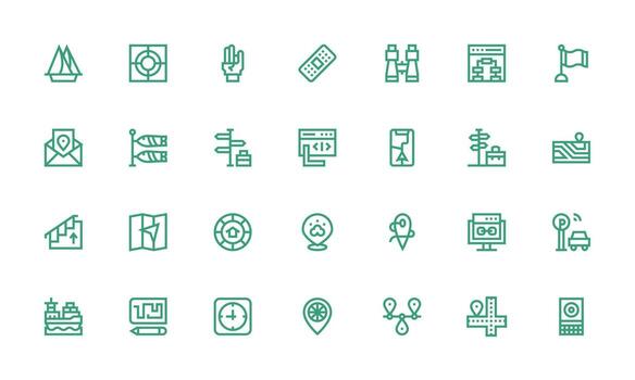 Navigation Visual Pack containing 28 Bold Line Icons Line Icon Collection vector