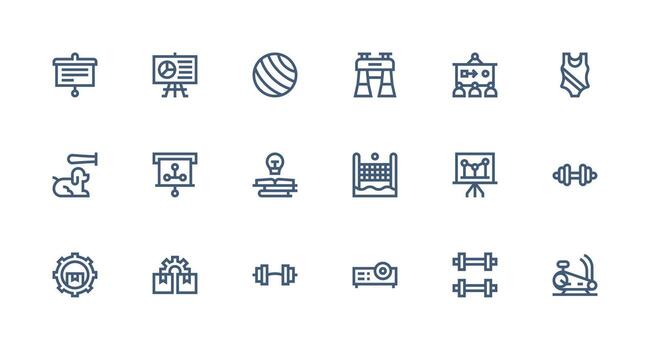 18 Training Icons in Strong Stroke Line Aesthetic Clean Icon Collection for Web Use vector