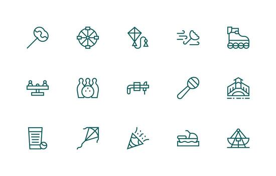 15 Regular Line Vectors for Fun Theme Complete Icon Set for Mobile Apps