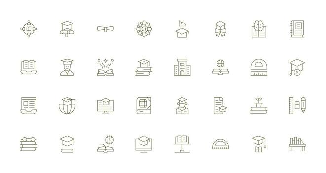 32 Thin Line Designs for Academic Icons Multi-Style Icons for Creative Projects vector