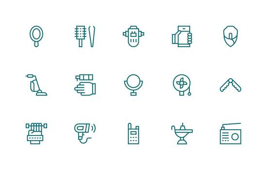 15 Regular Line Vectors for Handheld Theme Pixel Perfect Icon Set