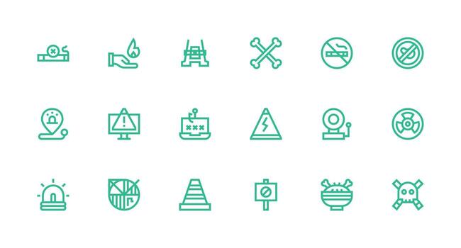 Strong Stroke Line Icons from Warning Sign Set with 18 Vectors Design Ready Icon Set for Teams