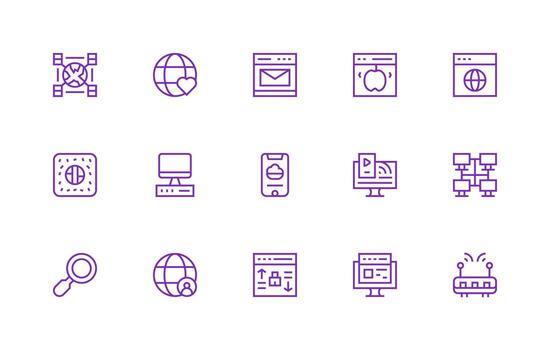 15 Regular Line Icons for Internet Graphics Icon Set for Apps vector
