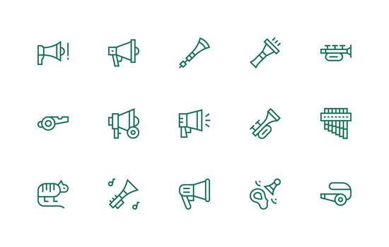 Regular Line Icons from Horn Set with 15 Vectors Icon Set for Web