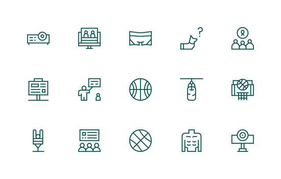 formación visual paquete conteniendo 15 regular línea íconos icono colección conjunto vector