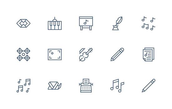composición presentando 15 íconos en regular línea diseño flexible icono sistema para web interfaces vector