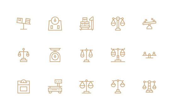15 Regular Line Style Icons from Weighing Collection Icon Pack for Various Themes vector