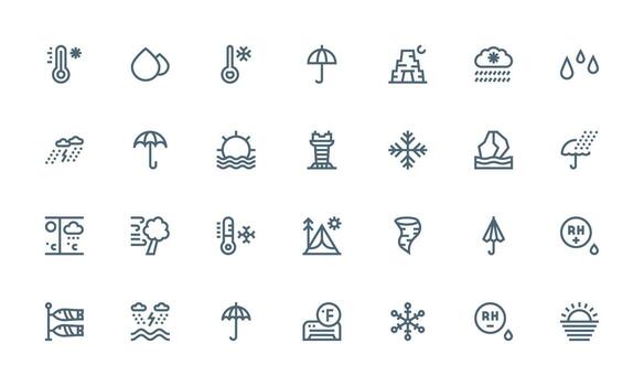 28 negrita línea estilo íconos desde clima colección flexible icono sistema para web interfaces vector