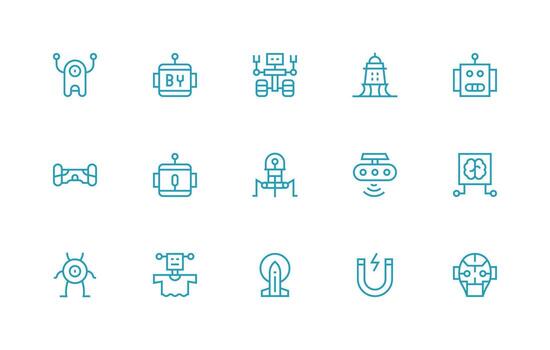 Futuristic Icon Collection with 15 Regular Line Designs Reliable Icons for All Interfaces vector