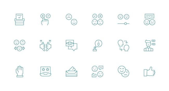 Poll Set with 18 Minimal Line Icons Icon Set for Web vector