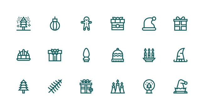 Strong Stroke Line Style Christmas Icons with 18 Vectors Multi-Purpose Icon Set