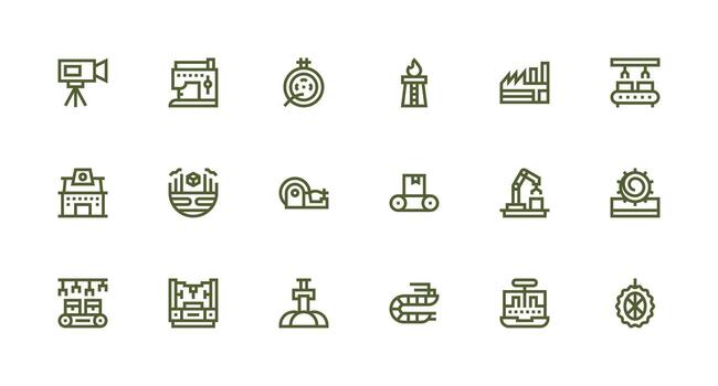 18 Icons for Production in Strong Stroke Line Format General Use Icon Pack vector