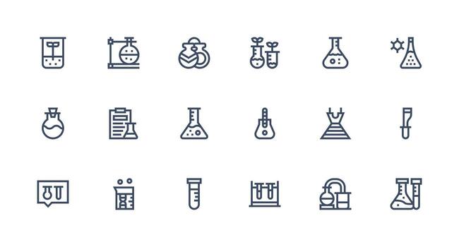 18 Strong Stroke Line Icons for Beaker Graphics UI and UX Focused Icon Collection vector
