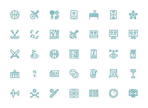 regular limpiar línea estilo Puntuación íconos con 35 vectores interfaz íconos para diario utilizar