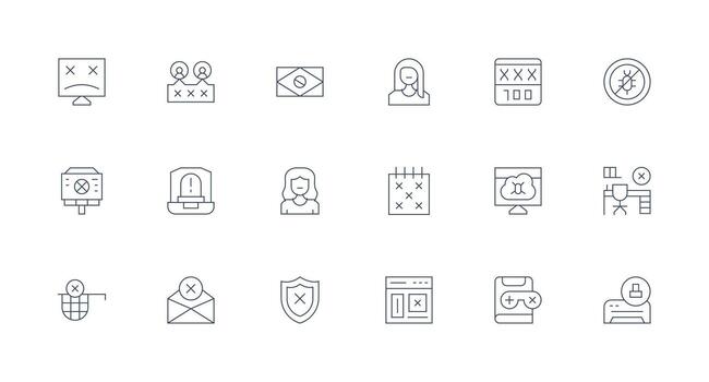 mínimo línea íconos desde obstruido conjunto con 18 vectores píxel Perfecto íconos para moderno aplicaciones