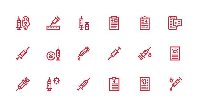 Immunization featuring 18 Icons in Strong Stroke Line Design Icon Set vector