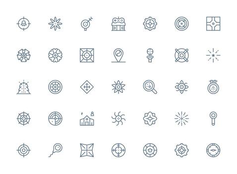 35 Regular Clean Line Designs for Center Icons Clean Set for Layout Prototypes vector