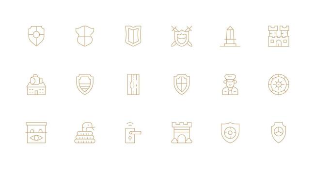 mínimo línea íconos desde seguridad sistema conjunto con 18 vectores optimizado icono paquete para digital productos