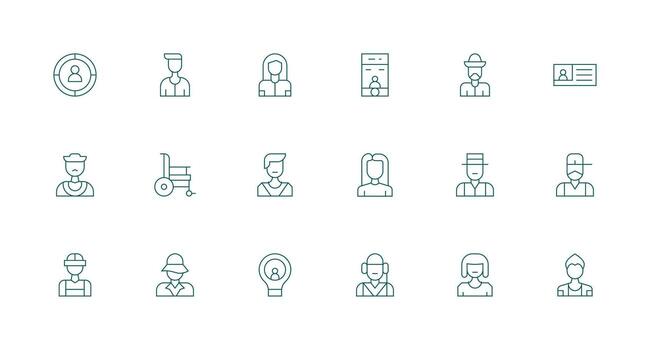 persona conjunto con 18 mínimo línea íconos lleno icono biblioteca para ui diseñadores vector