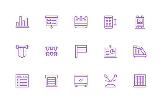 Horizontal Set with 15 Regular Line Icons Digital Icon Collection vector