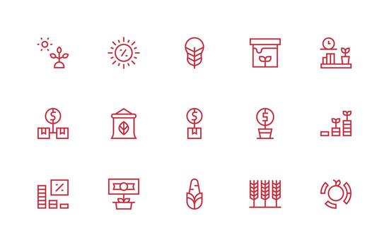 Yield Visual Pack containing 15 Regular Line Icons Interface Icon Collection vector