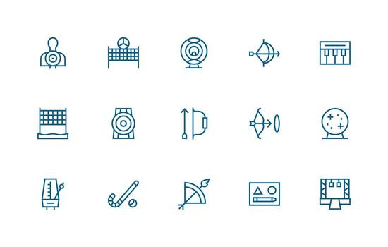 Regular Line Style Practice Icons with 15 Vectors Icon Set for Web