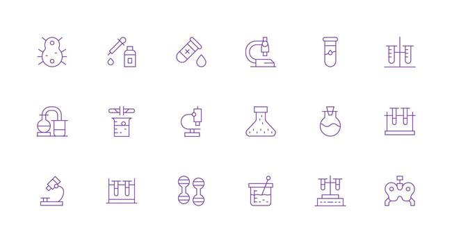 18 Minimal Line Style Icons from Lab Equipment Collection Simplified Icon Pack for Visual Tools vector