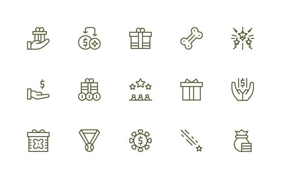 Reward Set with 15 Regular Line Icons Icon Set for Apps vector