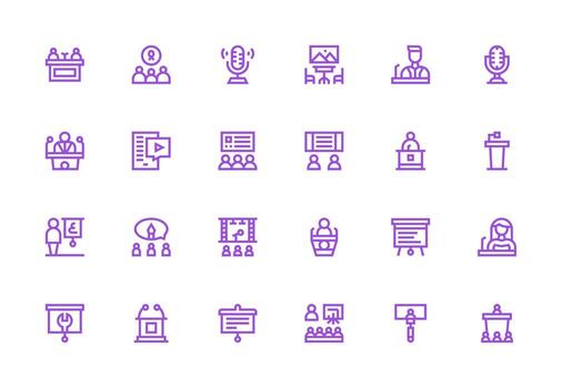 Lecture Visual Pack containing 24 Thick Line Line Icons Clear and Concise Icon Set Collection vector
