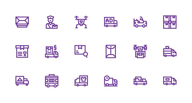 18 íconos para mensajero en fuerte carrera línea formato sensible icono conjunto para flexible diseños vector