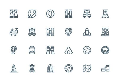 24 Thick Line Line Vectors for Exploration Theme Multi-Purpose Icon Set