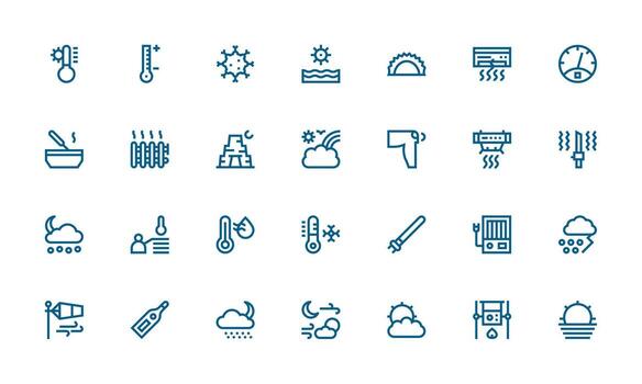 Temperature Icon Set with 28 Bold Line Graphics Flat Icon Set vector