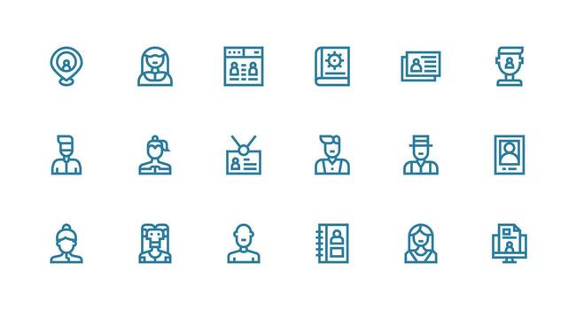 User Design Icons featuring 18 in Strong Stroke Line Style Design Icon Pack vector