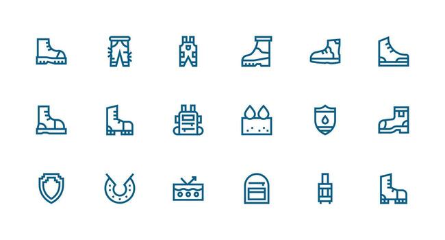 Durable Icon Set with 18 Strong Stroke Line Graphics Professional Icon Pack for Development Work vector