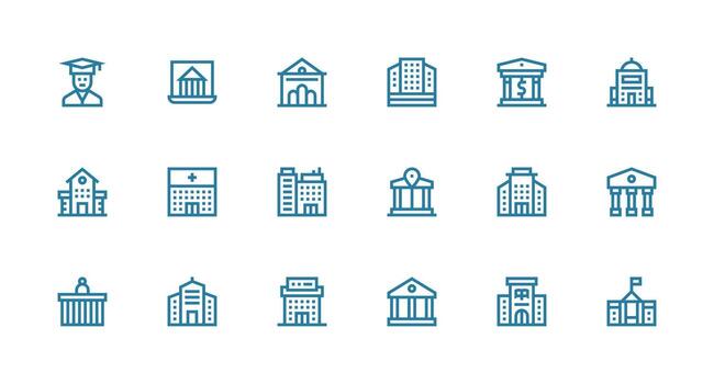 18 Strong Stroke Line Style Icons from Institution Collection Quick Access Icons for UI Development vector
