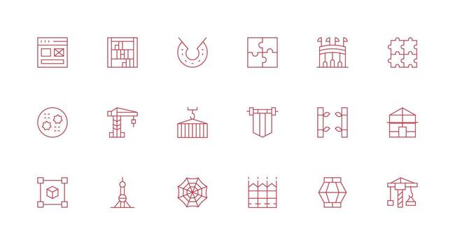 Framework Icon Collection with 18 Minimal Line Designs UI and UX Focused Icon Collection vector